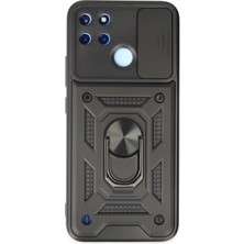 Fırsatkolik Mey Ithalat®  Realme C25Y Kılıf Pars Lens Yüzüklü Silikon - Siyah