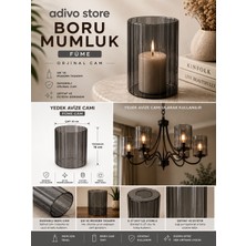 Adivo Store Füme Boru Mumluk ve Yedek Avize Camı 15 cm x 10 cm Orijinal Cam