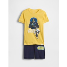 Gap Erkek Çocuk Sarı Star Wars Organik Pamuk Pijama Şort Seti