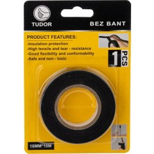 Tudor Bez Bant 18 mm x 10 Metre Siyah Elektrik Izolasyon ve Kablo Sarma Bandı