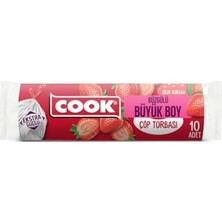 Vuralsin38 Büzgülü Kokulu Çöp Torbası, Büyük Boy, Çilek Kokulu, 10 Adet/rulo