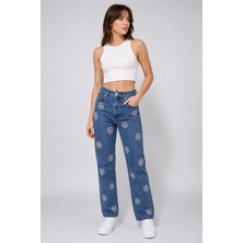 Levine Etnik Desenli Yüksek Bel Straight Jean