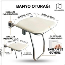 MAYAGLORY Engelli Duş Oturağı - 304 Kalite Paslanmaz Çelik, Duvara Monte Yaşlı ve Bedensel Engelli Banyo Taburesi, Hasta Duş Oturağı Engelli Tutacağı