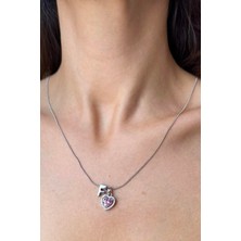 Ry Collections Gümüş Mor Zirkon Taşlı F Harfli Kalpli Kolye
