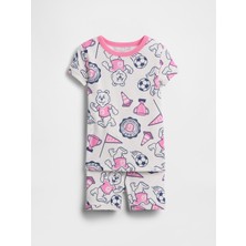 Gap Bebek Pembe Organik Pamuk Ayı Baskılı Logo Şort Pijama Takımı