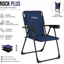 Katlanır Piknik ve Kamp Sandalyesi - Bardaklıklı - Rock Plus - Linen Lacivert