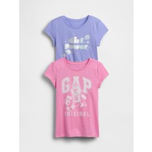 Gap Kız Çocuk Pembe Grafik Baskılı T-Shirt (2’li)