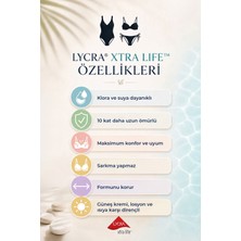 Kom Kadın Mavi Desenli Kaplı V Yaka Drape Detaylı Toparlayıcı Mayo