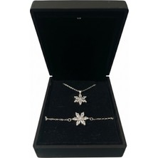 Anka Mücevherat Işıklı Kutuda 925 Ayar Gümüş Lotus Set Kadın Set (Beyaz)