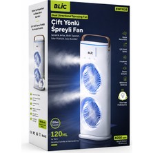 Azurtech Blic 120ML Çift Yönlü Spreyli Mini Fan – 6000 Rpm Güçlü Hava Akışı, 1800MAH Şarjlı, Taşınabilir Masaüstü Fan