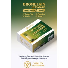 Iron-Edge Vitality Nutrition Bromelain Ultimate 750 Mg 2400 Gdu/g 60 Tablet ( Yeşil Çay + Biotin + Krom + Piperin)