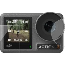 Vuralsin38 Temperli Cam Koruma Seti – S6-Flm-06-Tdj, Djı Osmo Action 3 ve 4 ile Uyumlu, Action 5 ile Kısmi Uyumlu, Lens + Ön + Arka Ekran Koruma