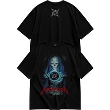 Unisex Metallica Ense Baskılı Tişört, Oversize Rock Band Temalı Bisiklet Yaka T-Shirt