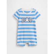 Gap Bebek Mavi Baby Logo Kısa Kol Tulum