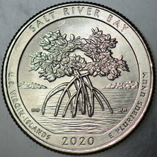 Banknoting Amerika Çeyrek Dolar 2020 P. Hatıra-Vırgın Islands. Çil(-)