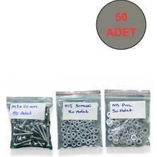 Test M3X20MM Ysb Vida 50 Adet-Somun 50 Adet-Pul 50 Adet Toplam 150 Parça M320MM