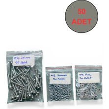Test M3X25MM Ysb Vida 50 Adet-Somun 50 Adet-Pul 50 Adet Toplam 150 Parça M3X20MM