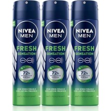 Vuralsin38 Men Erkek Sprey Deodorant Fresh Sensation 150 ml X3ADET,TER ve Ter Kokusuna Karşı72 Saat Anti-Perspirant Koruma, Uzun Süren Ferahlık