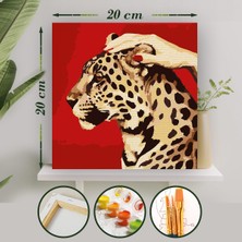Palmiye Hobi Sanat Sayılarla Boyama 20X20 Tuval Seti Fırça Boya Dahil Çıtaya Gerili - Leopar