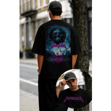 Unisex Night Metallica Sırt Baskılı Tişört, Oversize Rock Band Temalı T-Shirt