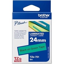 Vuralsin38 Brother TZ-751 24 mm Yeşil-Siyah Şerit 24TZE751