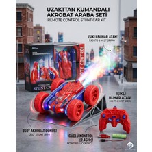 Mavi Su Dünyası Uzaktan Kumandalı Spiderman Renk Full Fonksiyon | 2.4 Ghz Şarjlı | Işıklı Buhar Atan | 360 Derece Dönebilen Akrobat Araba