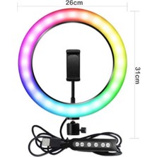 13 Inç Rgb LED Ring Light ve Telefon Tutucu Standı - Çok Renkli Halka Işık
