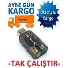 Vuralsin38 4504 5+1 Harici USB Ses Kartı 3.5mm Kulaklık Mikrofon Çevirici Dönüştürücü
