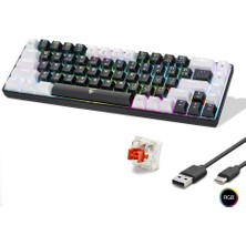 Mekanik Klavye Tri Mod Rgb Red Switch - Siyah Beyaz MF1703B