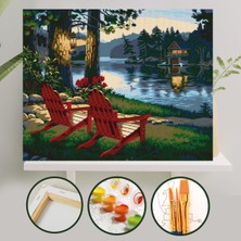 Palmiye Hobi Sanat Sayılarla Boyama 40X50 cm Tuval Seti Fırça Boya Dahil Çıtaya Gerili - Sessizlik