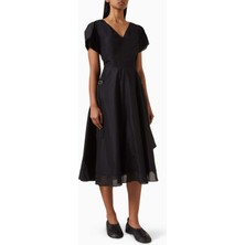 3.1 Phillip Lim Tulip Sleeve Lale Kol Detaylı Poplin Kadın Elbise Siyah