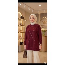 Butik Baklava Desen Pul Işlemeli Tesettür Tunik