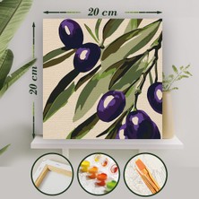 Palmiye Hobi Sanat Sayılarla Boyama 20X20 Tuval Seti Fırça Boya Dahil Çıtaya Gerili - Zeytin