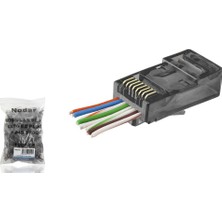 Cat6 Ez RJ45 Konnektör - 100 Adet Siyah / Ekonomik Poşet Paket ND2410