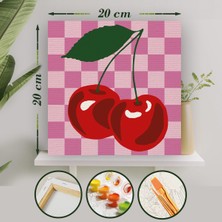 Palmiye Hobi Sanat Sayılarla Boyama 20X20 Tuval Seti Fırça Boya Dahil Çıtaya Gerili - Kiraz