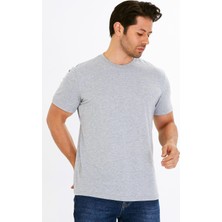 Trendhill Erkek Gri Melanj Pamuklu Bisiklet Yaka Büyük Beden T-Shirt GRİ5014B