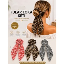My Takı Store Yazlık Kadın Fularlı Lastikli 3 Lü Toka Seti
