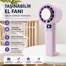 Azurtech 5 Kademeli Şarjlı El Fanı – Dijital Ekranlı, Masaüstü ve Elde Kullanım, Taşınabilir Mini Fan