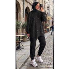 Butik Taş Işlemeli Tesettür Sweatshirt