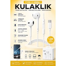 Azurtech Type-C Kablolu Kulaklık – Dahili Mikrofonlu, Ses Kontrol Tuşlu, Yüksek Ses Kaliteli Stereo Kulaklık 1.2 Metre