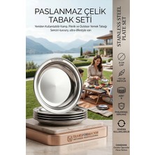 Transformacion 6'lı Paslanmaz Çelik Tabak Seti 21 cm, Kırılmaz Aile Boyu, Yeniden Kullanılabilir Kamp, Piknik ve Outdoor Yemek Tabağı 721502