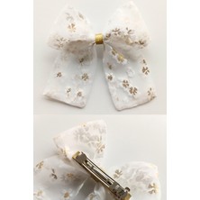 Liliza Accessories Gold Çiçekli Büyük Fiyonk Otomatik Toka
