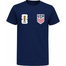 Efendioğlu Design Usa Amerika Milli Takımı Logolu 2026 Dünya Kupası Baskılı Pamuklu T-Shirt