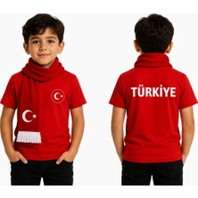 Efendioğlu Design Arkasında Türkiye Yazan Önünde Türk Bayrağı Olan 2026 Dünya Kupası Milli Takım Çocuk Tişörtü