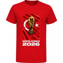 Efendioğlu Design Dünya Kupası 26 Içinde Kupa ve Ay Yıldız Görsel Baskılı Milli Takım Tişört