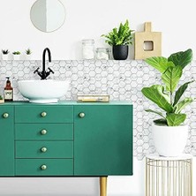 Vuralsin38 Sticktiles TIL4245FLT Beyaz ve Siyah Carrara Mermer Altıgen Soy ve Yapıştır