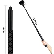 Vuralsin38 Mengene Gidon Montajlı Görünmez Selfie Çubuğu, X3, X2, X4, X5, One Rs, Go 3, One X, Evo ile Uyumlu, Alüminyum Çubuk, 1/4” Vidalı Bağlantı, 360° Görünmez Çekim, MG02, Siyah