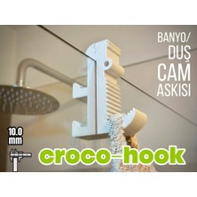 Demirhan3D 🚿✨ Crocohook Duş Camı Havlu Askısı 10 mm | Delmeden Montaj | Şık ve Dayanıklı Havlu Tutucu