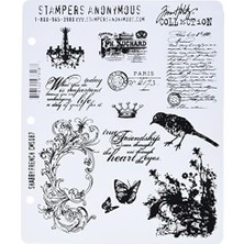 Vuralsin38 Tim Holtz 7 x 21,6 cm Kendiliğinden Kauçuk Damga Seti Shabby French