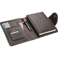 Vuralsin38 2k 4681 Ajanda Tarihsiz Çizgili 14 x 20 cm Ajanda/defter Hesap Makineli Deri Organizer, Kahverengi